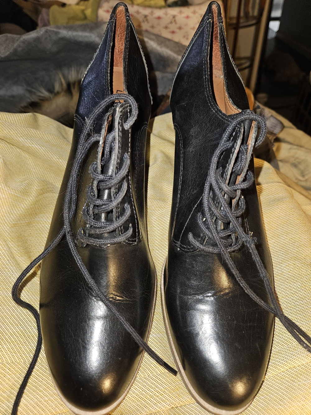 Lucky Brand Black Leather Lace-Up Oxfords Sz 12 Womens